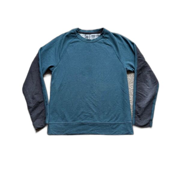 LULULEMON REVERSIBLE SWEATSHIRT CREWNECK BLUE GRAT GEOMETRIC CREW TERRY MENS S - Picture 1 of 7
